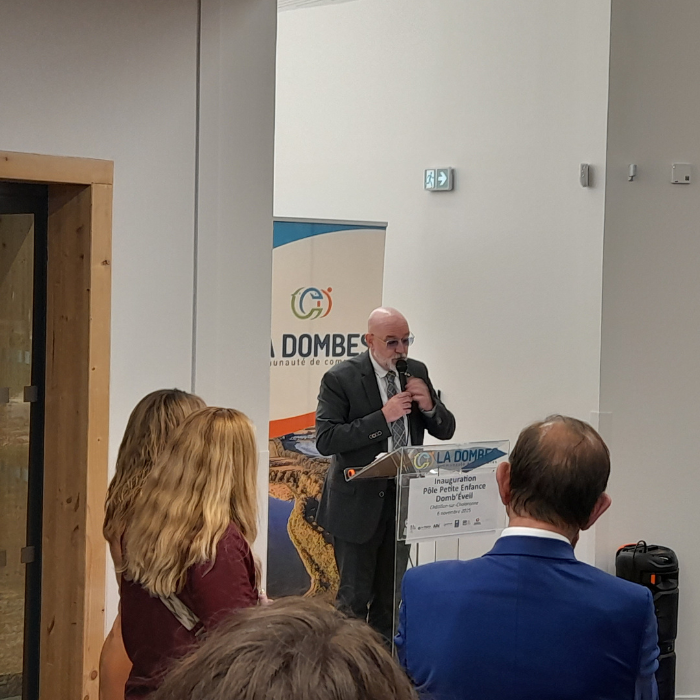 Patrick Mathias, pendant son discours pour l'inauguration du pôle petite enfance